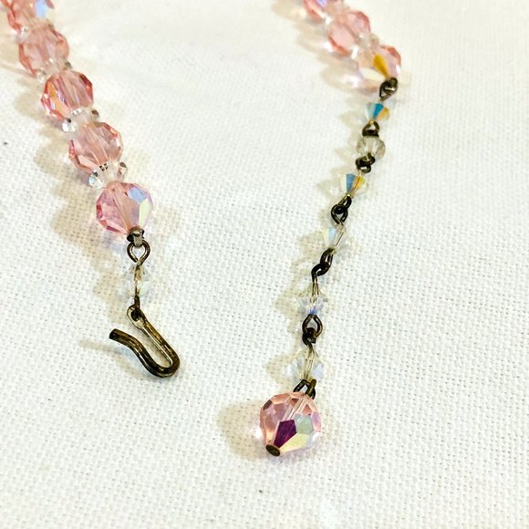 Vintage 1950s 50s Light Pink Crystal Choker Necklace Size XS S - Picture 8 of 10